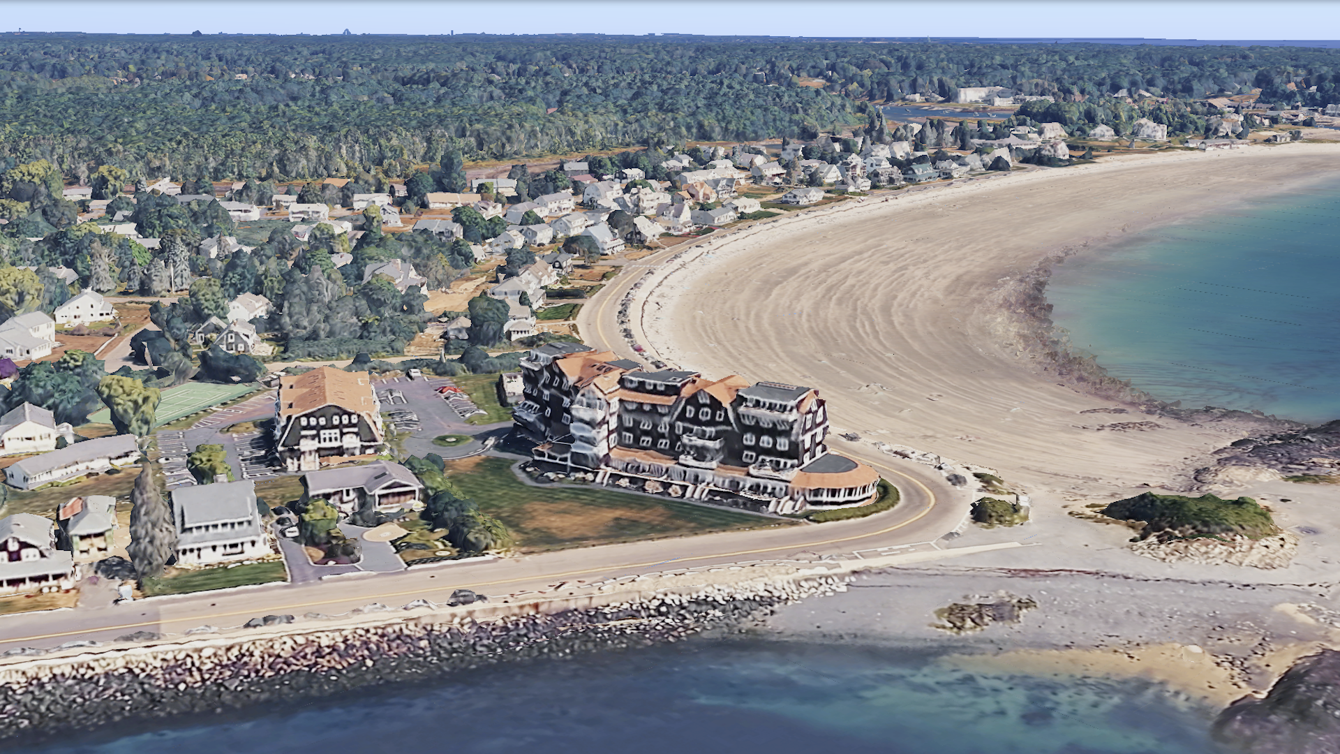 Google 3D tile view of 149 Beach Ave, Kennebunk ME · Narragansett By the Sea